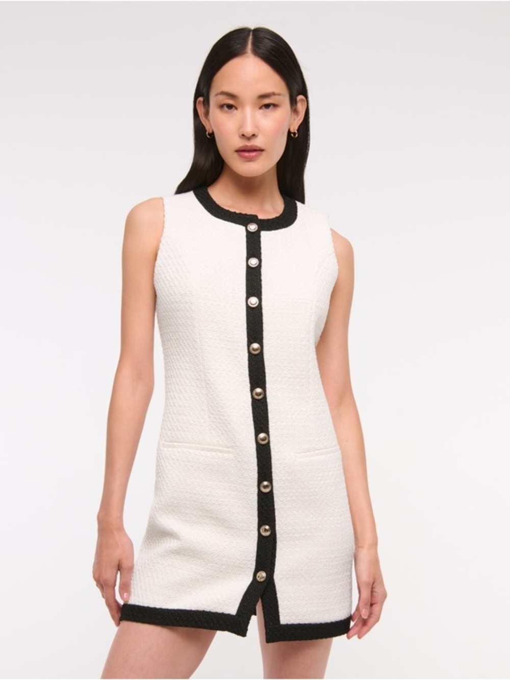 Abercrombie & Fitch Mara Tweed Mini Dress XL tall cream black career chic preppy